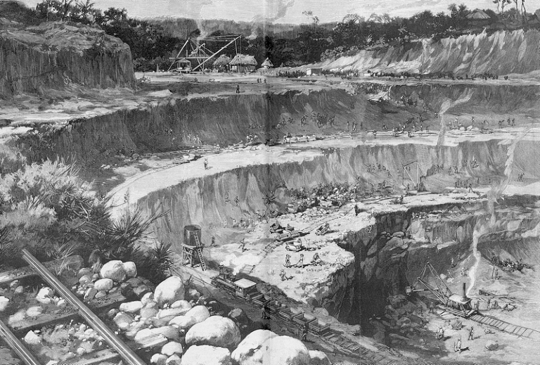 На фото: строительство канала в 1885 году